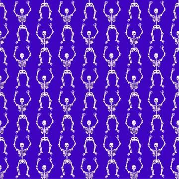 Pattern with skeletons on a purple background Illustrazione stock