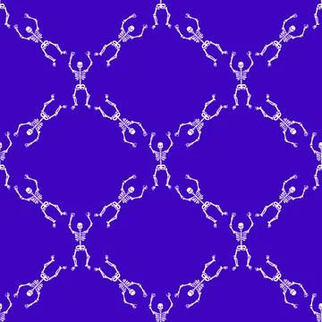 Pattern with skeletons on a purple background Stock Illustration