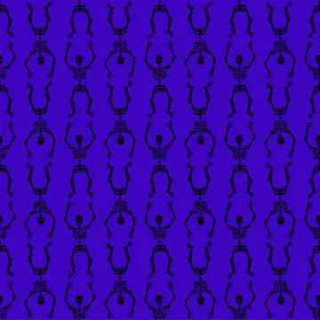 Pattern of skeletons on a purple background Stock Illustration