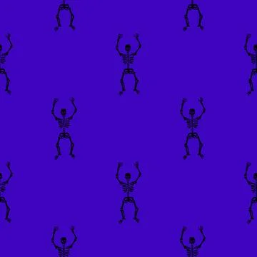 Pattern of skeletons on a purple background 스톡 일러스트