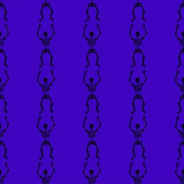 Pattern of skeletons on a purple background 스톡 일러스트