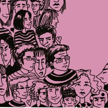 Pattern with sketch portraits of many different people Stock Illustration