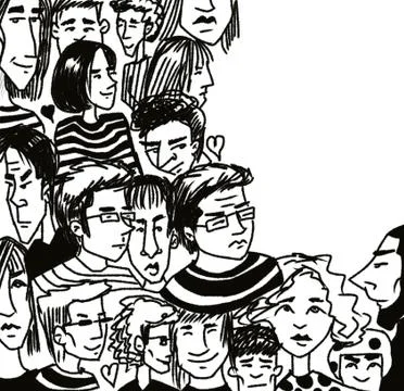 Pattern with sketch portraits of many different people Stock Illustration