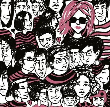 Pattern with sketch portraits of many different people Stock Illustration