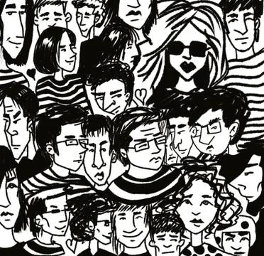 Pattern with sketch portraits of many different people Stock Illustration