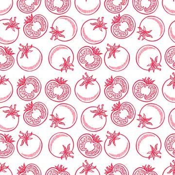 Pattern of sketch tomatoes Stock Illustration