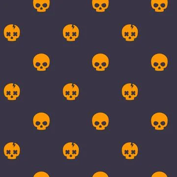 Pattern with skull dark seamless vector background Stock Illustration