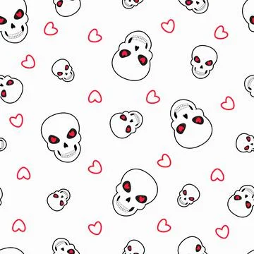 Pattern skull heart Stock Illustration