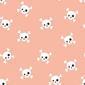 Pattern with skulls on a pink background Stock Illustration