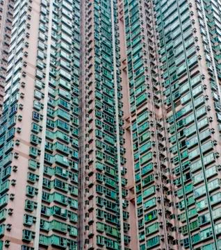 Pattern of skyscraper windows in Hong Kong Island 写真素材