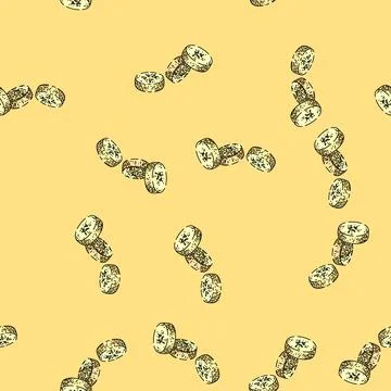Pattern slice banana sketch hand drawn Stock Illustration