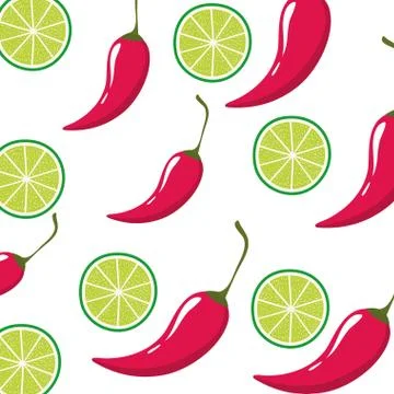 Pattern slice of lemon and peppers icon イラスト素材