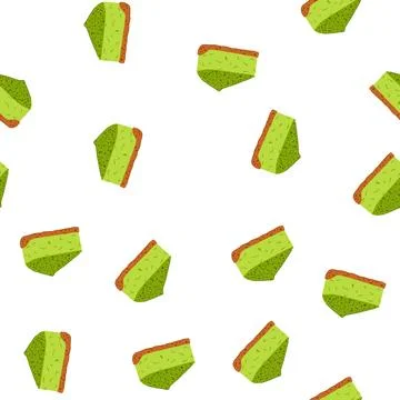 Pattern slice of matcha cheesecake dessert with crumb crust 스톡 일러스트