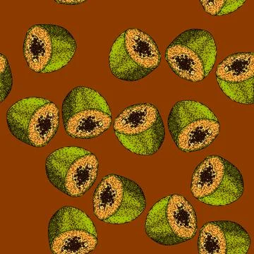 Pattern slice papaya fruit sketch hand drawn Illustrazione stock