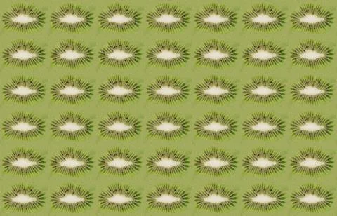 A pattern of sliced kiwi pieces.seamless pattern.beautiful fruit texture Stock Photos