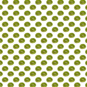 Pattern of sliced kiwis isolated on a white background for print Stock Illustration