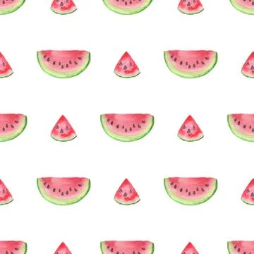 Pattern with slices of red ripe watermelon Stock Illustration
