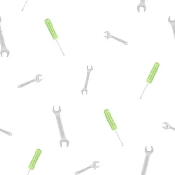 Pattern of sliding wrench, wrench and screwdriver. Cute color design. On a white 스톡 일러스트