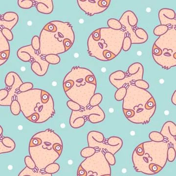 Pattern with sloth superhero Illustrazione stock