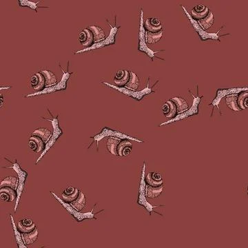 Pattern slow snail sketch hand drawn Stock Illustration