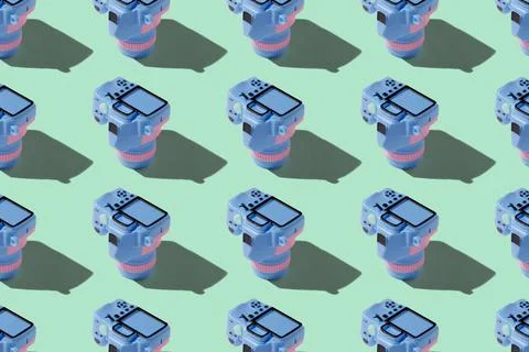 Pattern with SLR camera on pastel color background Illustrazione stock