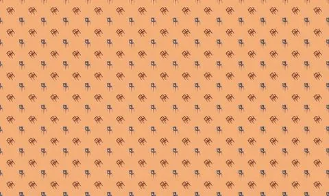 Pattern of small black and orange elephants on peach background Stock Illustration