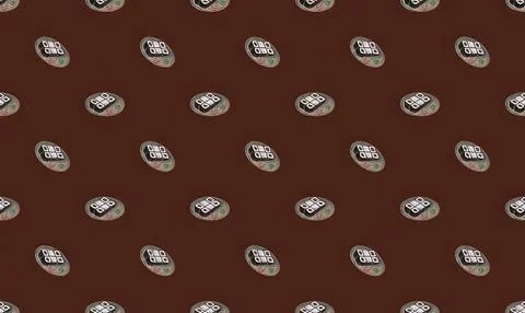 Pattern of small black and white dice on brown background Stock Illustration