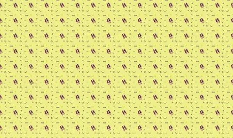 Pattern of small black and yellow birds on a yellow background Stock Illustration