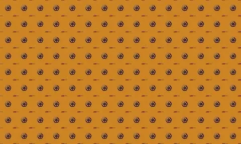 Pattern of small black skulls on orange background Stock Illustration