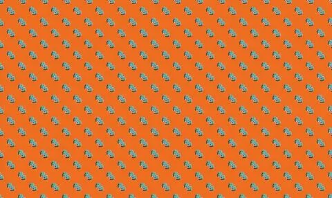 Pattern of small blue and gray owls on orange background Stock Illustration