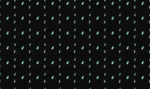 Pattern with small blue and white leaves on black background イラスト素材