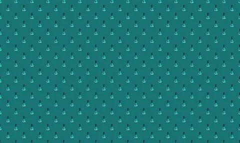 Pattern of small blue and white bottles on teal background イラスト素材