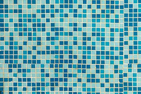 Pattern of small blue and white tiles in harmonic structure like a swimming.. 写真素材