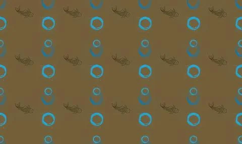 Pattern of small blue circles and brown insects on brown background Stock Illustration