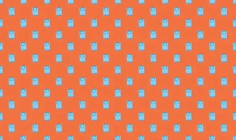 Pattern of small blue smartphones on orange background Stock Illustration