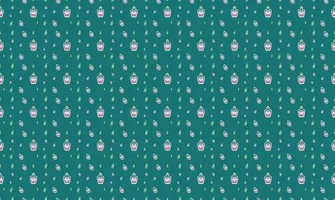 Pattern of small bottles and caps on a green background Иллюстрация
