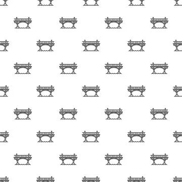Pattern of small bridge icons on a solid white background Stock Illustration