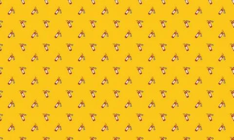 Pattern of small cartoon ice cream cones on yellow background Stock Illustration