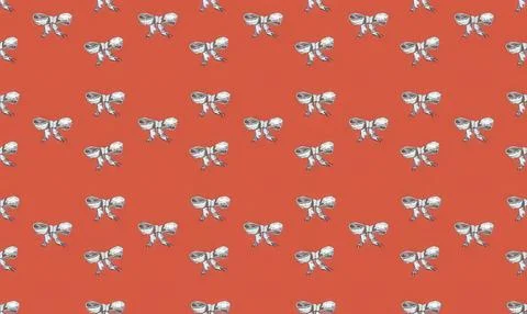 Pattern of small colorful bees on orange background イラスト素材