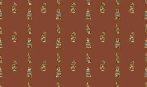 Pattern of small colorful bottles on brown background Illustrazione stock
