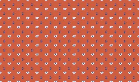 Pattern of small colorful hearts and stars on orange background Stock Illustration