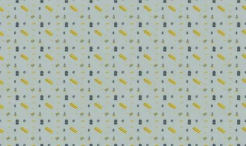 Pattern of small colorful icons on light background Stock Illustration