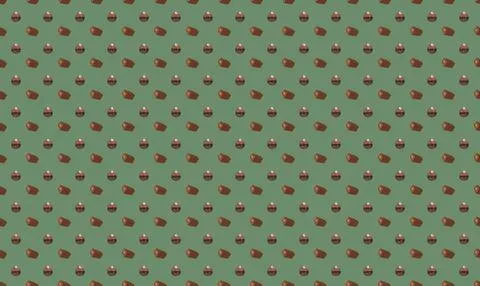 Pattern of small colorful strawberries on green background Stock Illustration
