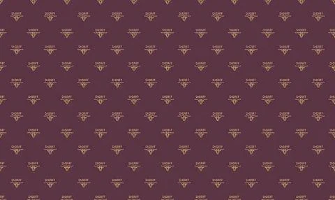 Pattern of small gold and purple crowns on dark background Stock Illustration