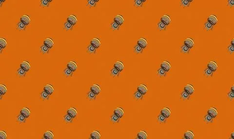 Pattern of small gray and yellow camera icons on orange background Stock Illustration