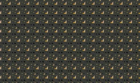 Pattern of small green and brown plants on dark soil Stock Illustration