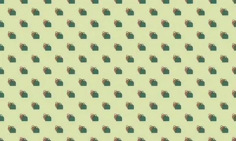 Pattern of small green and pink cars on light background Stock Illustration