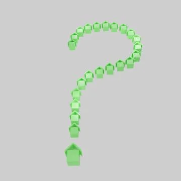 Pattern of small green houses in a form of question mark symbol. Mortgage Stock Illustration
