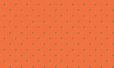 Pattern of small green palm trees on orange background Stock Illustration