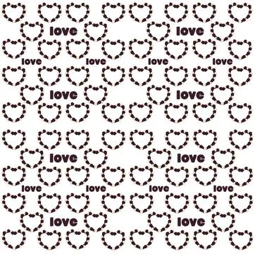 A pattern of small hearts of brown and beige colour . Stock Illustration